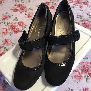 Naturalized Black Leather Mary Jane Heels